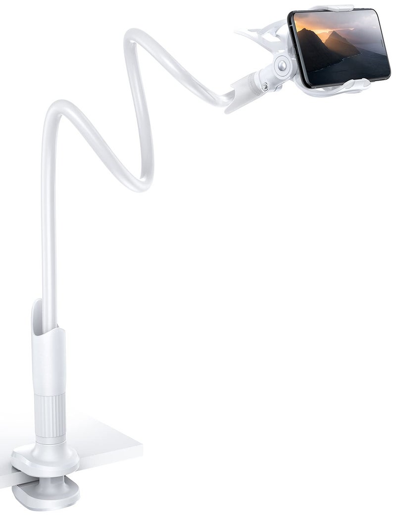 Lamicall Phone Holder, Gooseneck Mount, Compatible with 4-7'' Smartphones and Desktops, Adjustable Arm and Non-Slip Base, Easy to Install and Use - Image 1